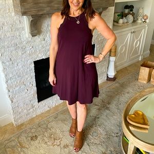Loft Burgundy A-line Dress